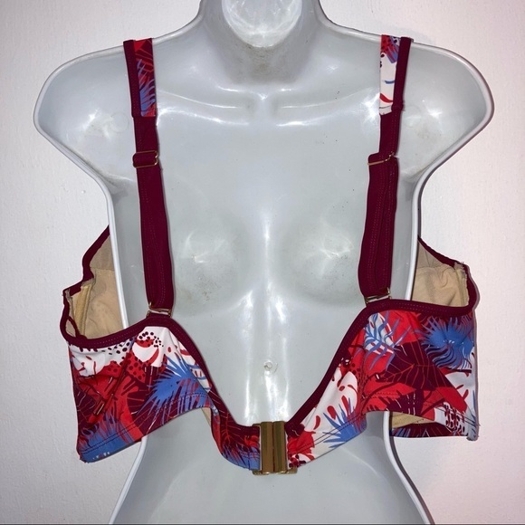 Swimsuits For All Floral Bikini Bra Top Plus Size 24 Red White Blue - Picture 5 of 6